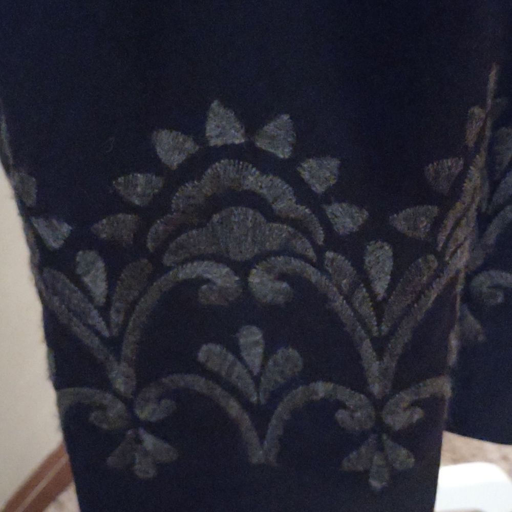 New Jones New York Women's Size 14 Classic‎ Black Dress Embroidered Midriff - Picture 5 of 14
